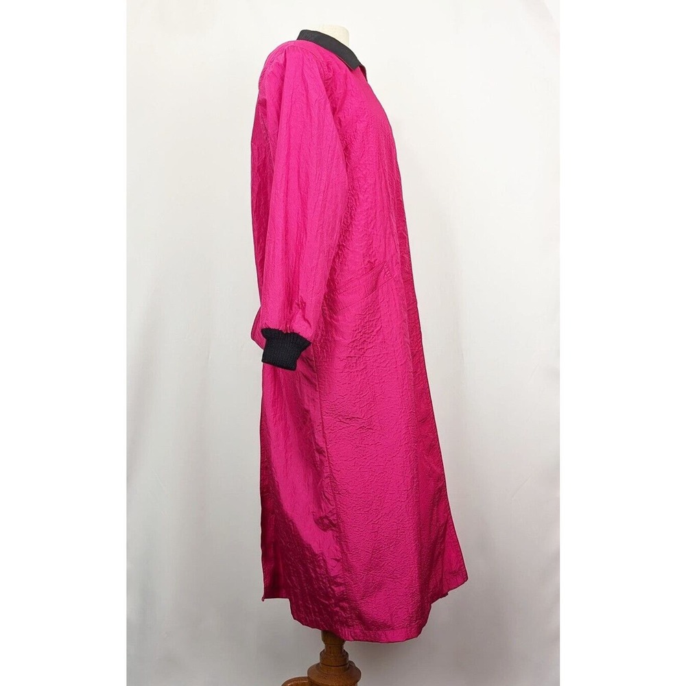 Vintage 80s Trench Coat Hot Pink Black Shoulder Pads Power Women's Size 10 - Picture 4 of 9